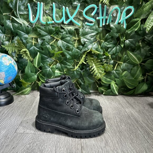 TODDLER TIMBERLAND  6" PREMIUM WATERPROOF BOOT BLACK NUBUCK SIZE 7 - Picture 1 of 8